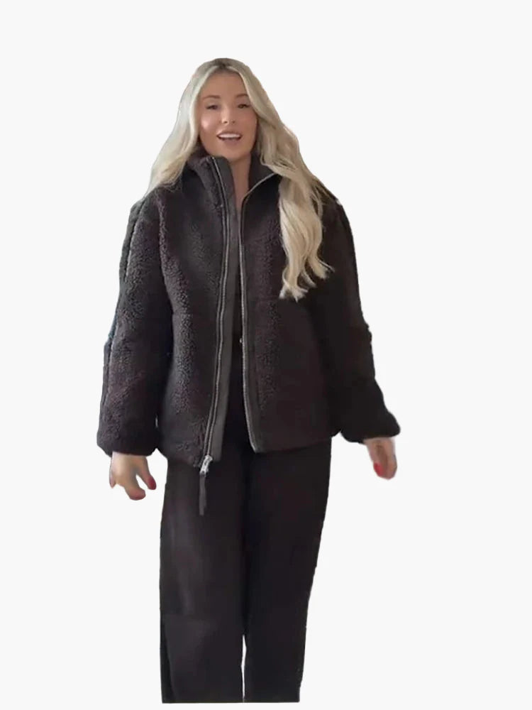 Damen Teddyfell Oversize Winterjacke – Modischer Kuschel-Look für Alltag und Freizeit