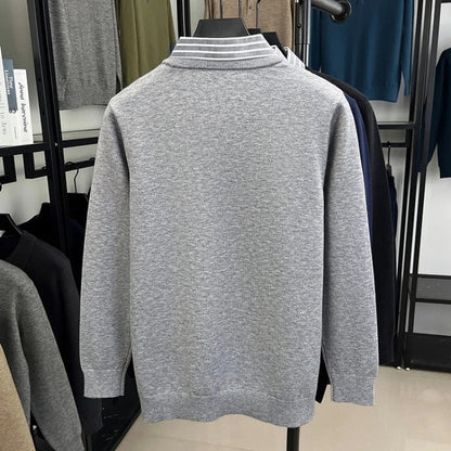 Herren Strickpullover mit gestreiftem Hemdkragen – Stilvoller Freizeitpullover im Schichten-Look