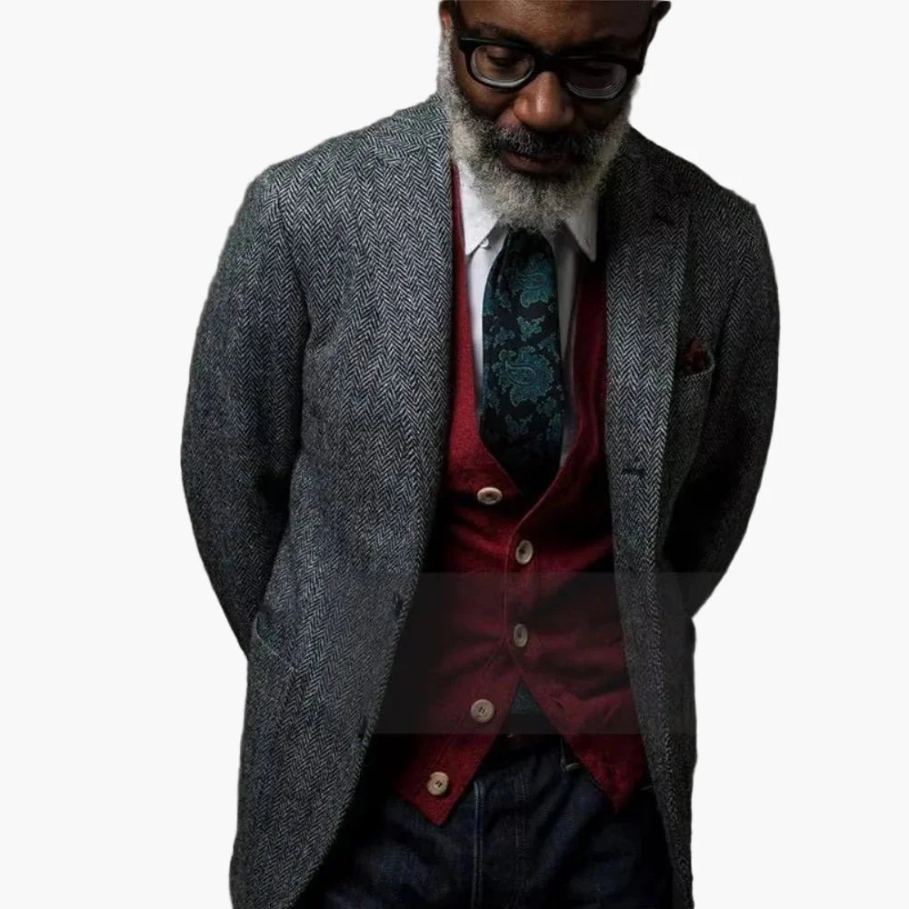 Herren Sakko im klassischen Business-Stil – Eleganter Herringbone Blazer für Büro & festliche Anlässe