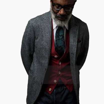 Herren Sakko im klassischen Business-Stil – Eleganter Herringbone Blazer für Büro & festliche Anlässe