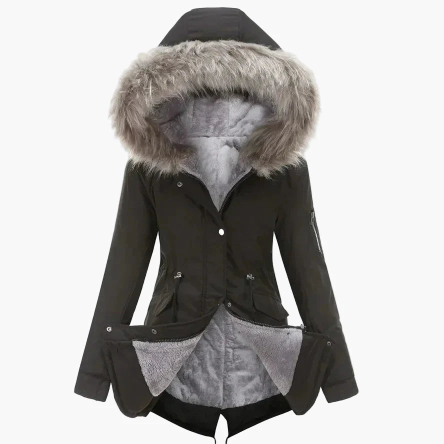 Damen Winterparka mit Kapuze und Fellkragen – Stilvolle warme Outdoorjacke für kalte Tage