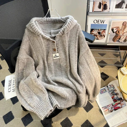 Alina – Damen-Hoodie mit Knöpfen und Kapuze für den Herbst und Winter