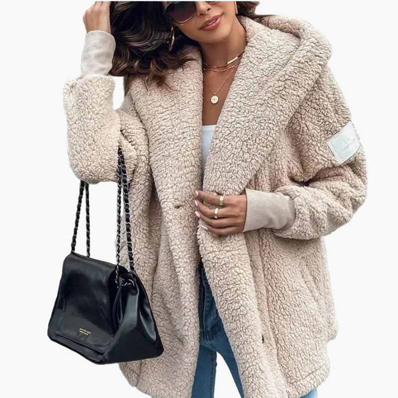 Damen Teddyfell Kapuzenmantel – Kuscheliger Oversize Wintermantel für Alltag und Freizeit