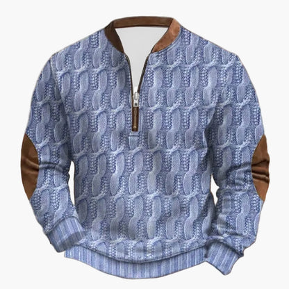 Herren Outdoor Freizeit Sweatshirt mit Stehkragen und Reißverschluss – Moderner Strick-Look für Alltag und Freizeit