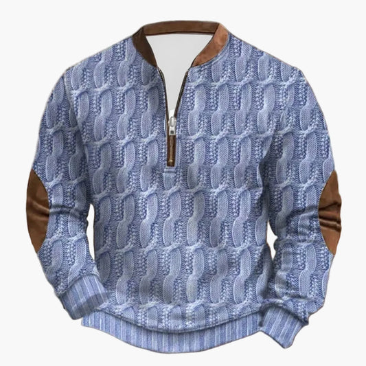 Herren Outdoor Freizeit Sweatshirt mit Stehkragen und Reißverschluss – Moderner Strick-Look für Alltag und Freizeit