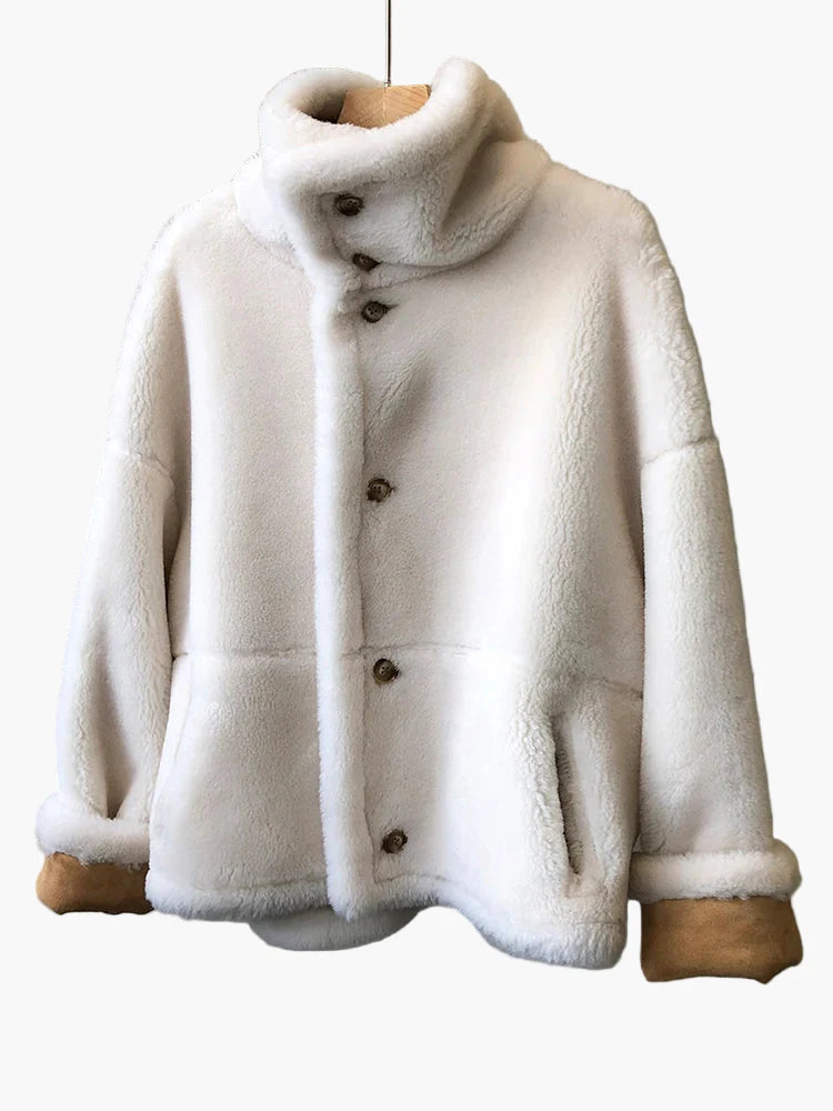 Damen Winter Shearling-Jacke im modernen Oversize-Stil – Warme Freizeitjacke für kalte Tage