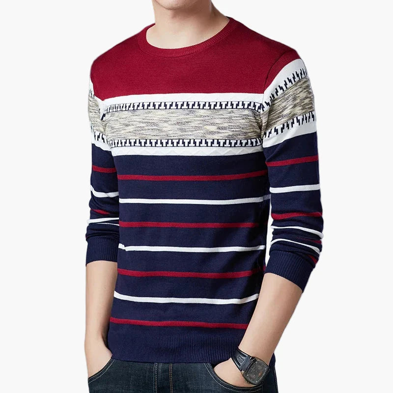 Herren Strickpullover mit modernem Streifenmuster – Stilvoller Freizeitpullover für Alltag und Büro