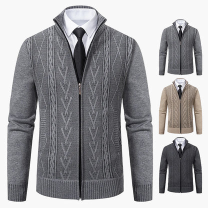 Herren Strickjacke mit Zopfmuster – Eleganter Business Casual Cardigan für Büro & Alltag