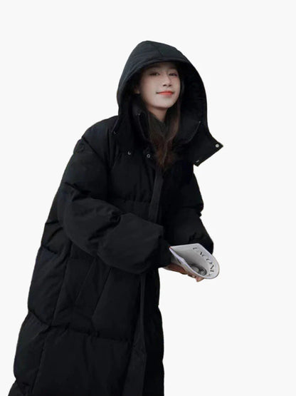 Damen Winter Steppmantel Oversize Langer Puffermantel Warm Outdoor Freizeitjacke