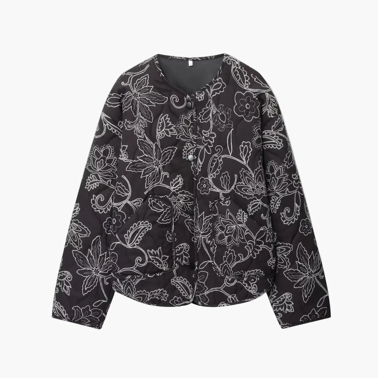 Damen Steppjacke mit Blumenmuster – Lockerer, moderner Freizeitstil