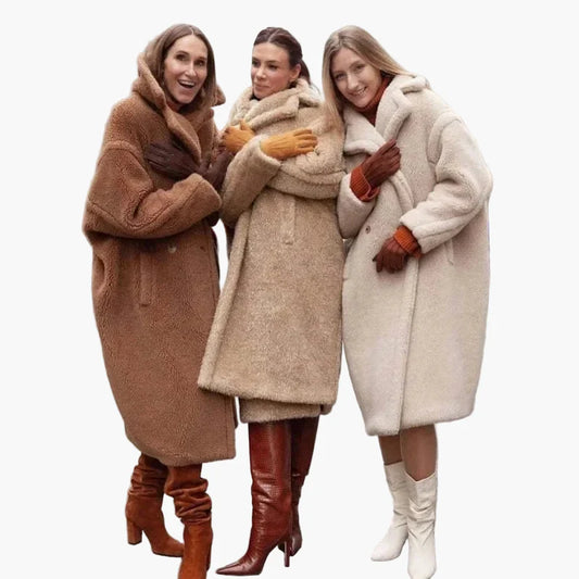 Damen Oversize Teddy Mantel – Modischer Winter-Look für elegante Wärme