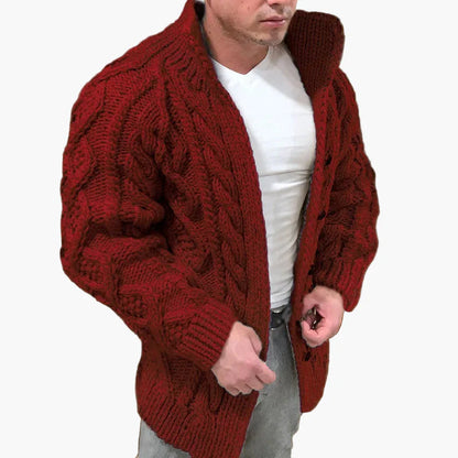 Herren Grobstrick Cardigan mit Zopfmuster – Stilvoller Winter Strickjacke für Freizeit und Alltag