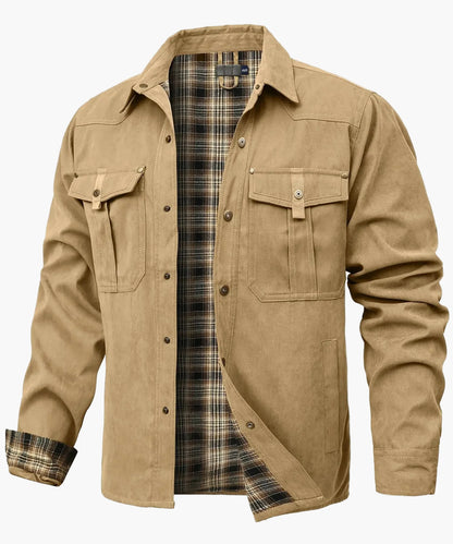 Herren Outdoor Freizeit Flanellgefüttertes Overshirt im Western Cowboy Stil – Freizeitjacke mit Druckknöpfen für Alltag und Abenteuer