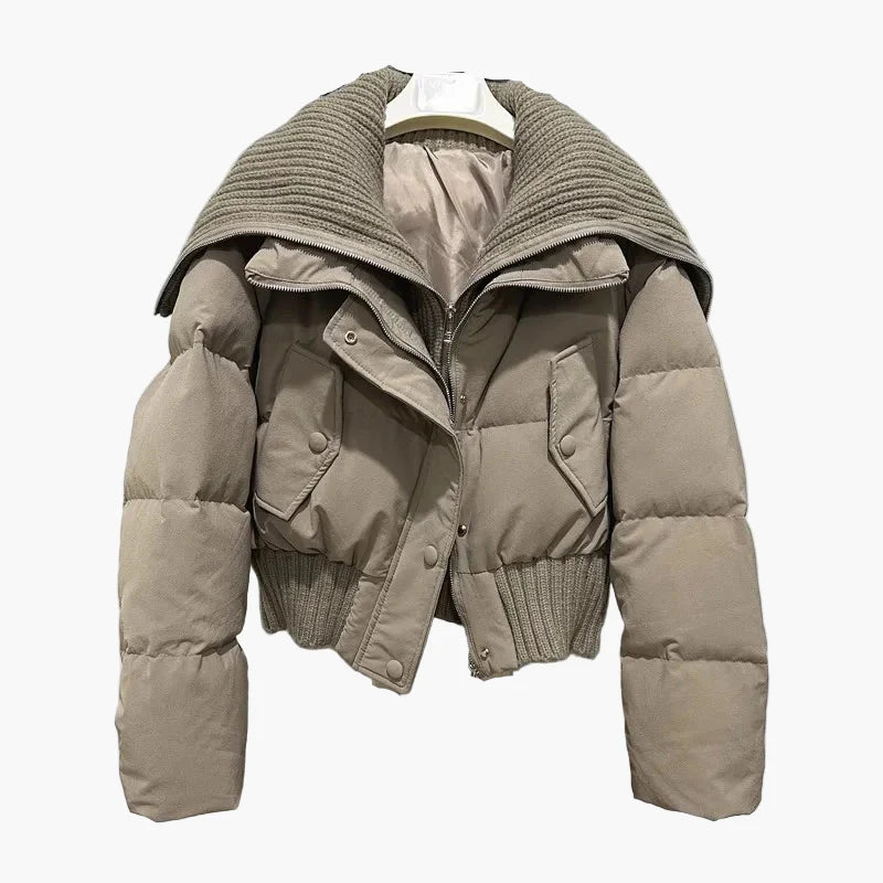 Damen Steppjacke mit breitem Kragen – Modischer Wintermantel für Alltag und Freizeit