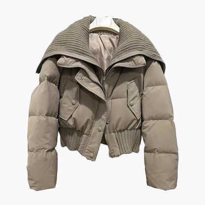 Damen Steppjacke mit breitem Kragen – Modischer Wintermantel für Alltag und Freizeit