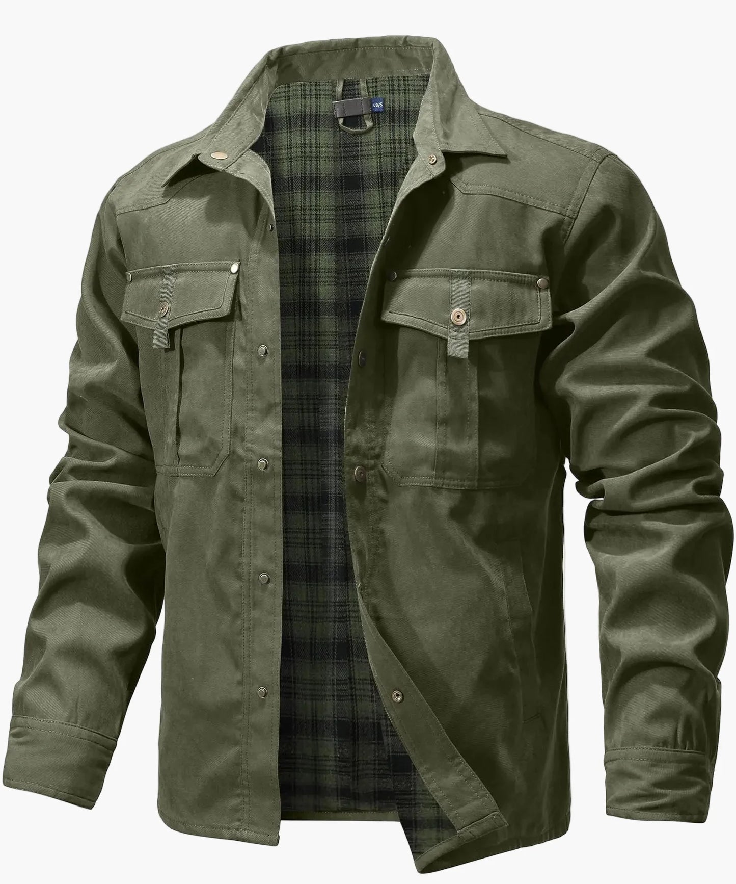 Herren Outdoor Freizeit Flanellgefüttertes Overshirt im Western Cowboy Stil – Freizeitjacke mit Druckknöpfen für Alltag und Abenteuer