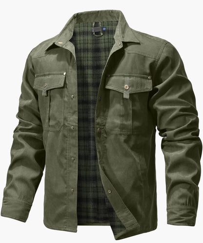 Herren Outdoor Freizeit Flanellgefüttertes Overshirt im Western Cowboy Stil – Freizeitjacke mit Druckknöpfen für Alltag und Abenteuer