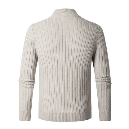 Herren Strickpullover mit halbem Reißverschluss – Eleganter Rippstrick für Business & Freizeit
