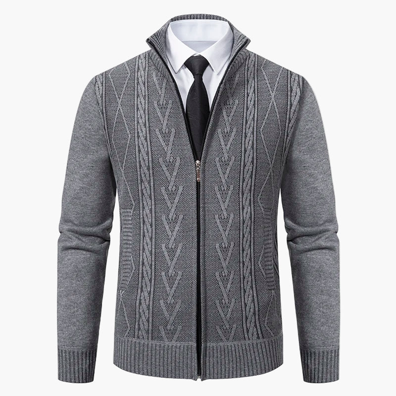 Herren Strickjacke mit Zopfmuster – Eleganter Business Casual Cardigan für Büro & Alltag