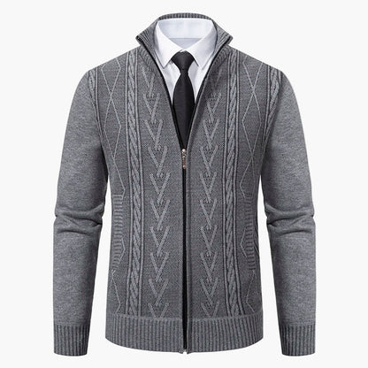 Herren Strickjacke mit Zopfmuster – Eleganter Business Casual Cardigan für Büro & Alltag