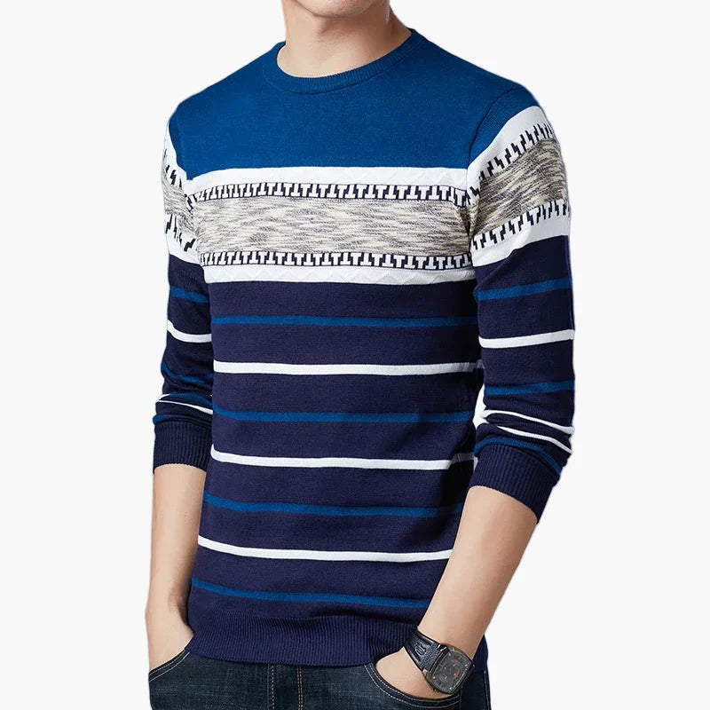 Herren Strickpullover mit modernem Streifenmuster – Stilvoller Freizeitpullover für Alltag und Büro
