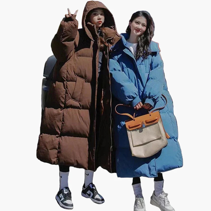 Damen Winter Steppmantel Oversize Langer Puffermantel Warm Outdoor Freizeitjacke