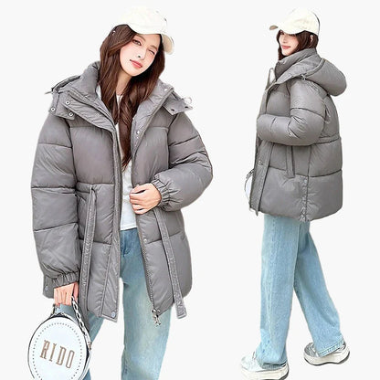 Damen Winter Steppjacke mit Gürtel, modisch und warm, ideal für Alltag und Freizeit