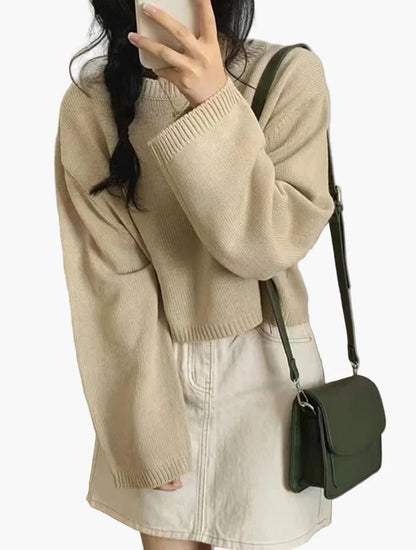 Damen Strickpullover mit weitem Schnitt – Modischer Cropped Style für Alltag und Freizeit