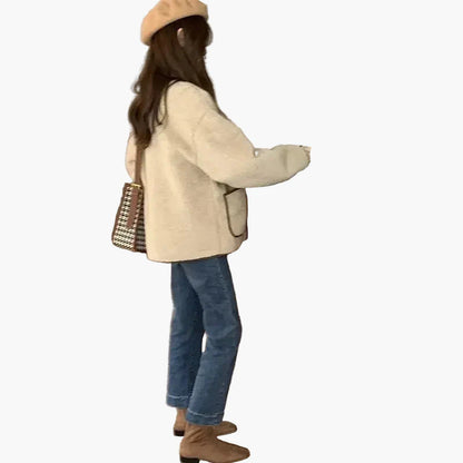 Damen Teddy-Fleece Oversize Jacke – Lässiger Herbst & Winter Streetstyle