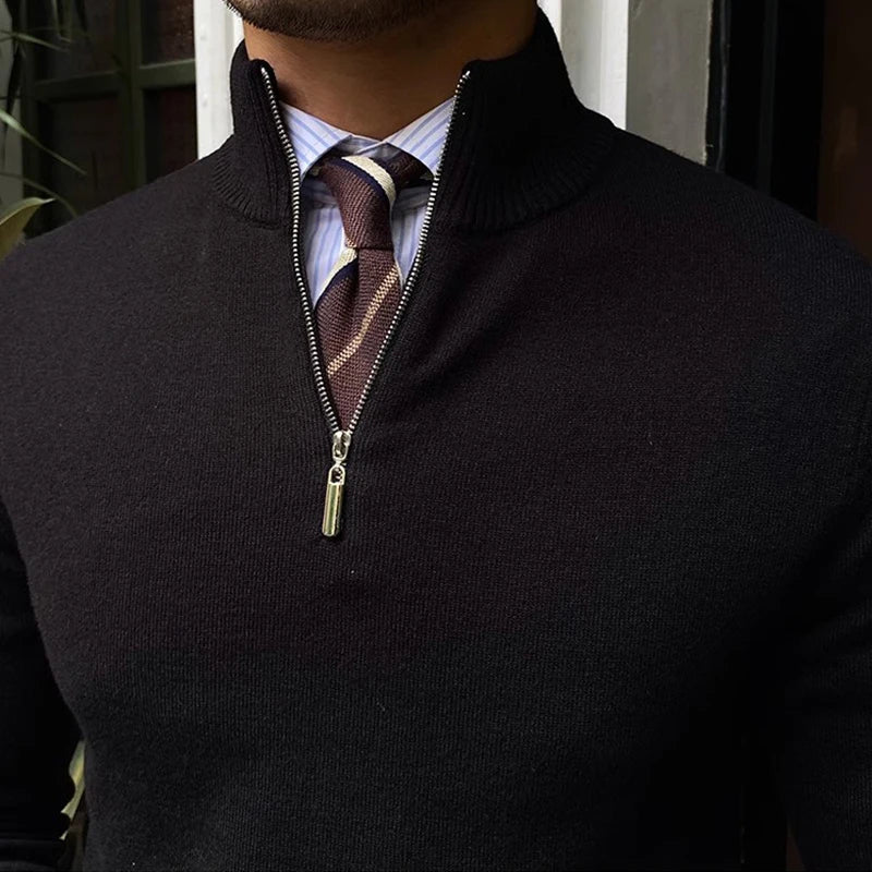Herren Pullover mit halbem Reißverschluss – Eleganter Freizeit- und Business-Strickpullover