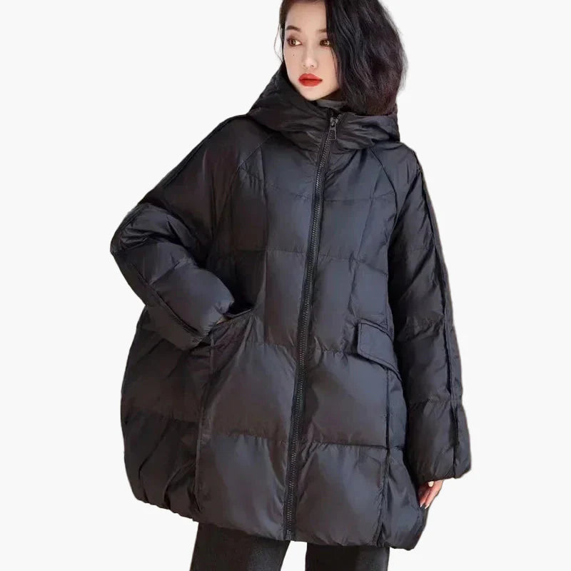 Damen Oversize Steppjacke mit Kapuze – Stilvolle Winterjacke für Alltag und Freizeit