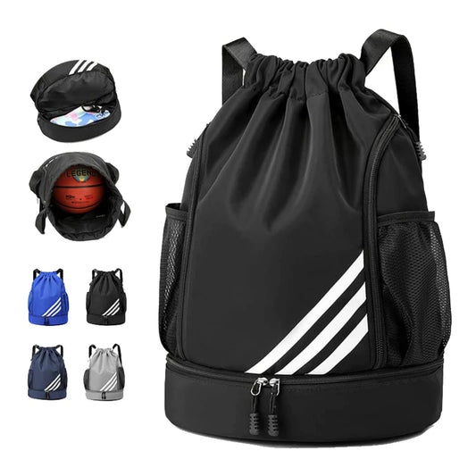 Alex - Unisex-Sport-Rucksack - Großer, wasserdichter Kordelzug-Beutel mit Mehreren Taschen