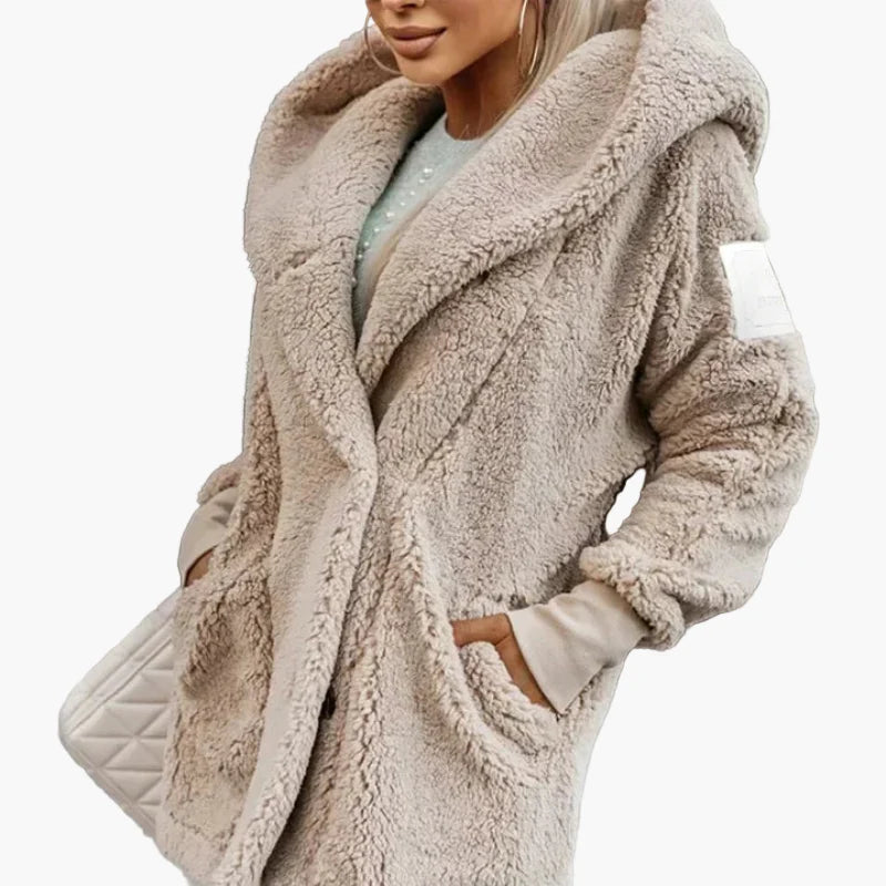 Damen Teddyfell Kapuzenmantel – Kuscheliger Oversize Wintermantel für Alltag und Freizeit