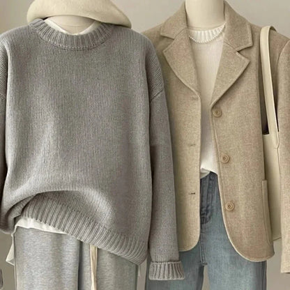 Damen Strickpullover im lässigen Oversize-Stil für Alltag und Freizeit