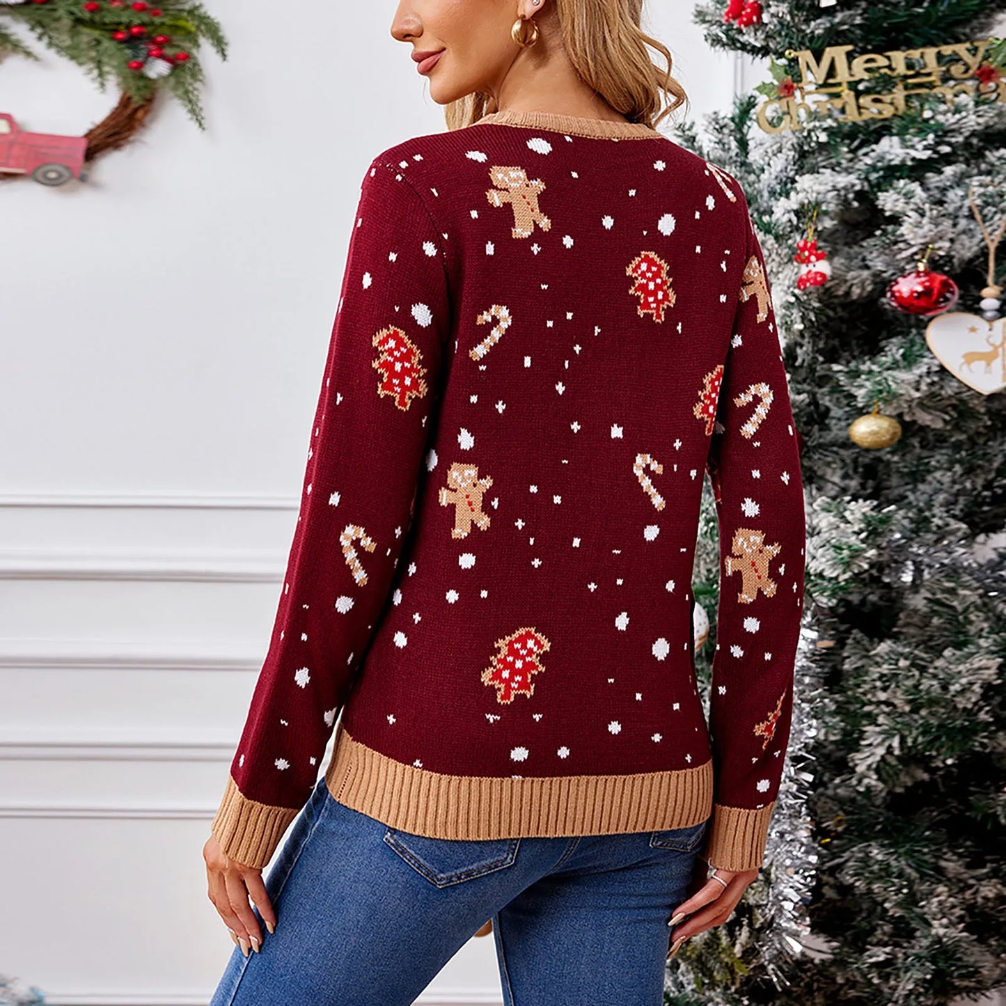 Elvira - Hässlicher Weihnachtspulli - Pullover mit Rundhals und Langarm