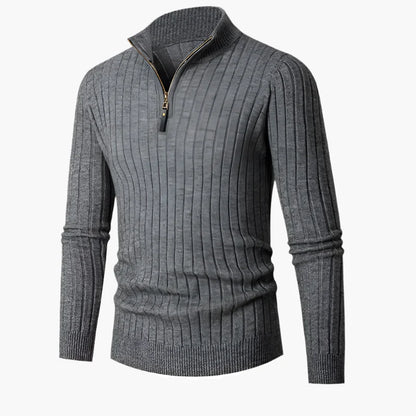 Herren Strickpullover mit halbem Reißverschluss – Eleganter Rippstrick für Business & Freizeit