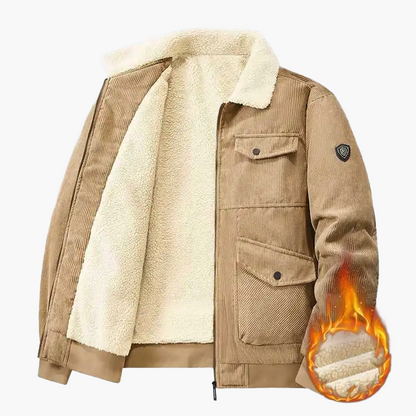 Herren Winterjacke mit Lammfell-Innenfutter und Cord-Design – Urbaner Retro-Stil, Warm & Vielseitig