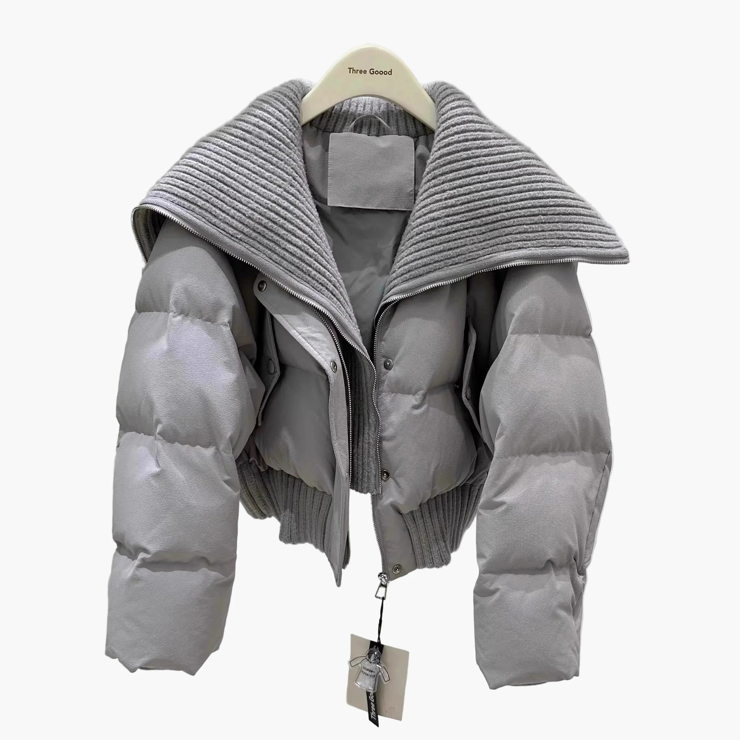 Damen Steppjacke mit breitem Kragen – Modischer Wintermantel für Alltag und Freizeit