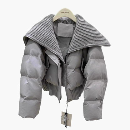 Damen Steppjacke mit breitem Kragen – Modischer Wintermantel für Alltag und Freizeit