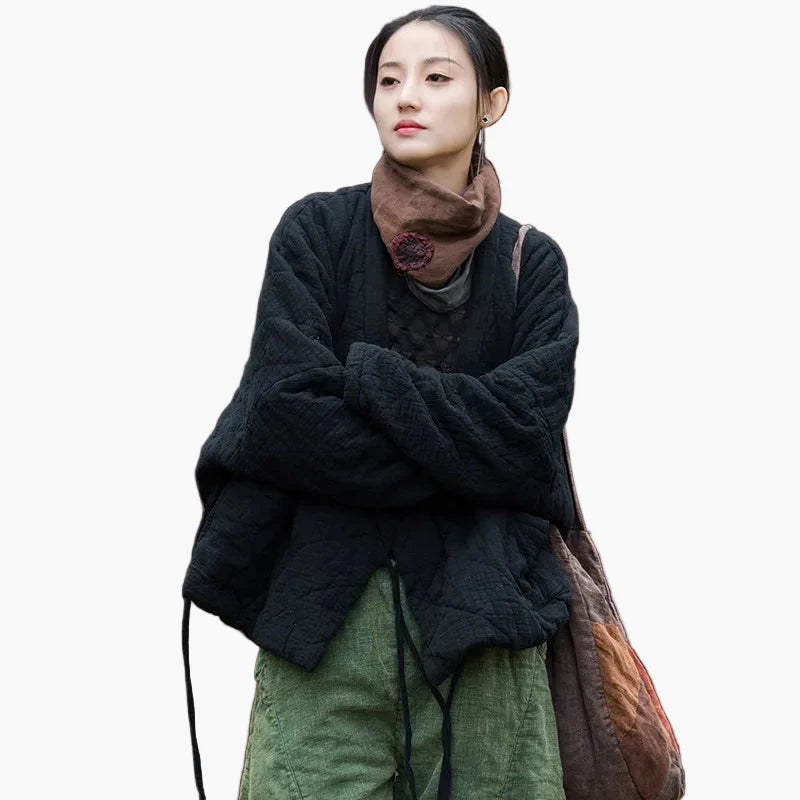 Damen Steppjacke im Vintage-Stil – Komfortabler Freizeitlook, asiatisch inspiriert