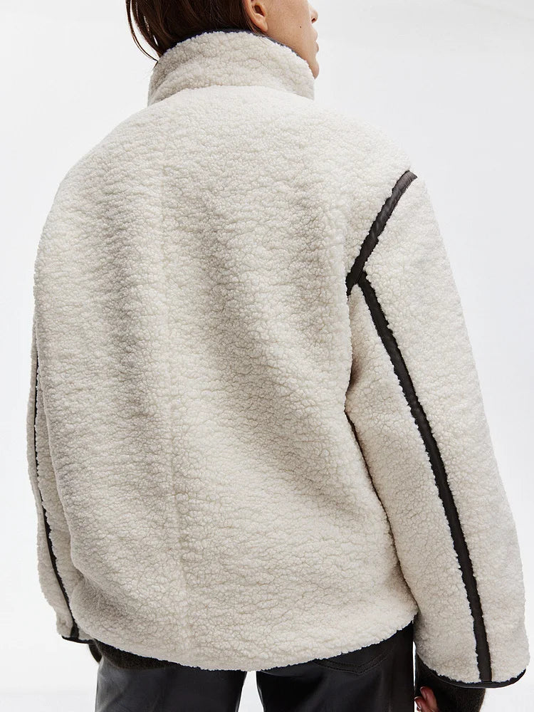 Damen Oversize Teddy-Jacke im modischen Streetstyle – Kuschelige Herbst- und Winterjacke für Freizeit und Alltag