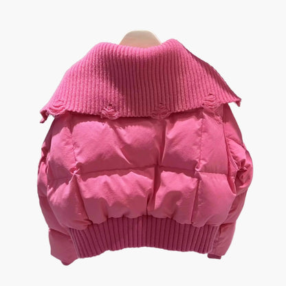 Damen Steppjacke mit breitem Kragen – Modischer Wintermantel für Alltag und Freizeit