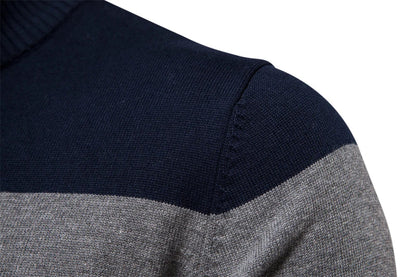Herren Strickpullover mit Viertelreißverschluss – Eleganter Streifen-Look für Alltag und Büro