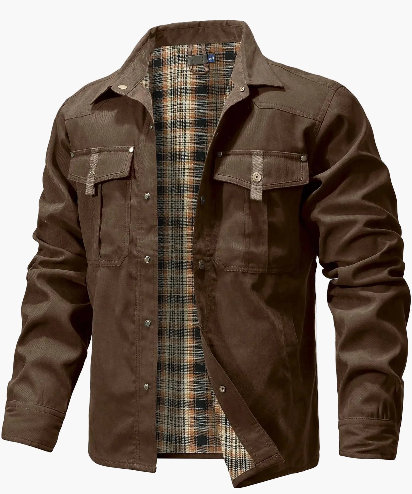 Herren Outdoor Freizeit Flanellgefüttertes Overshirt im Western Cowboy Stil – Freizeitjacke mit Druckknöpfen für Alltag und Abenteuer