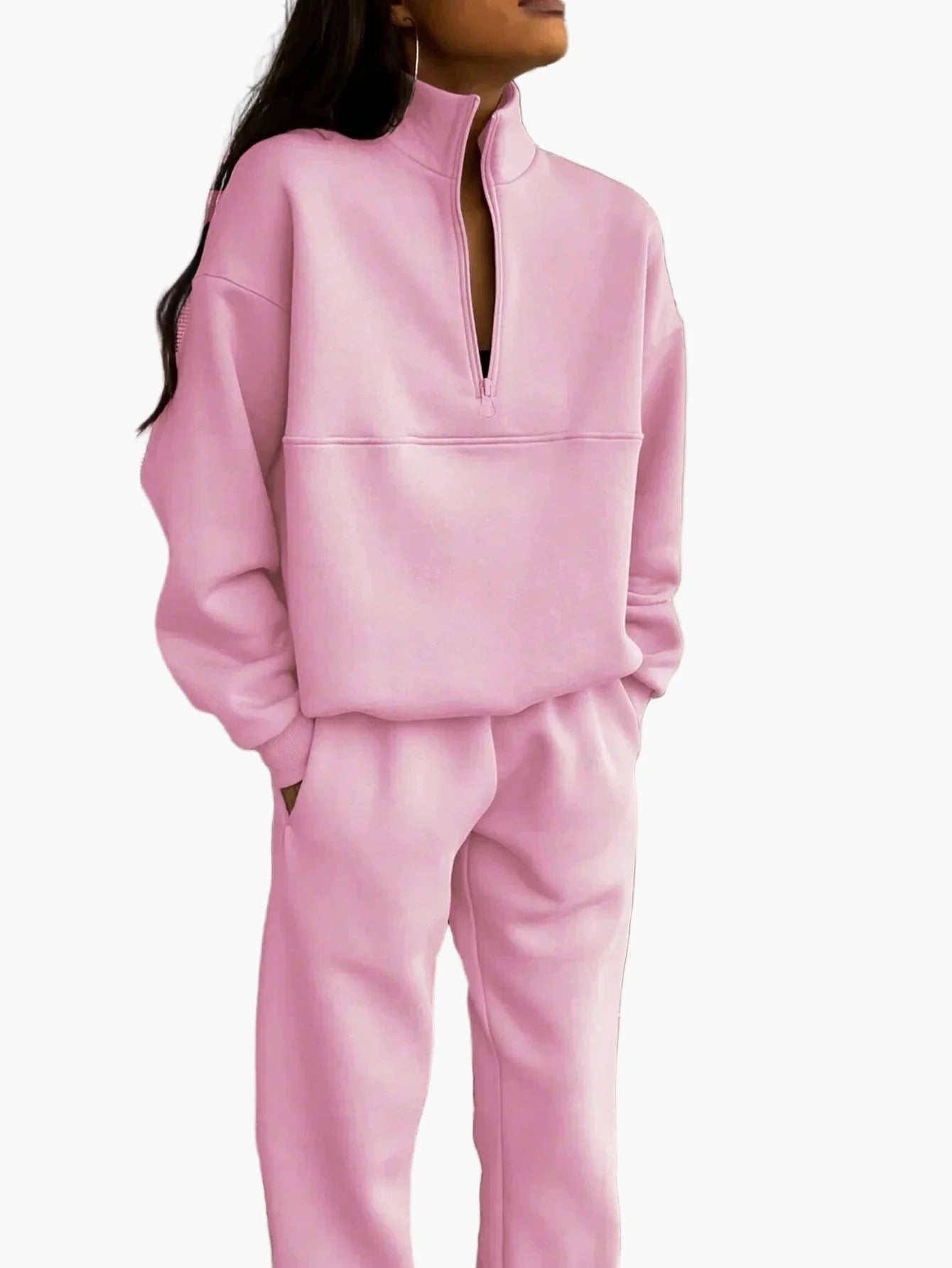 Damen Trainingsanzug Zweiteiler mit Stehkragen – Lässiger Freizeit-Look für Alltag und Sport