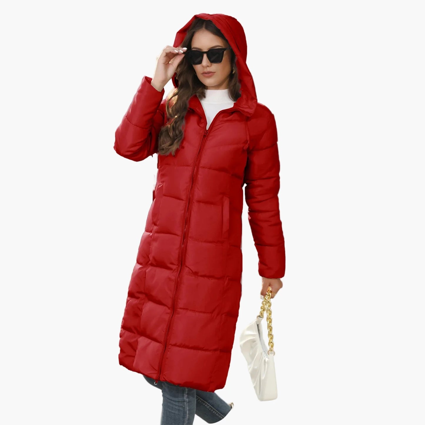 Damen Steppmantel Winterjacke mit Kapuze – Langer Puffermantel für Alltag & Streetwear
