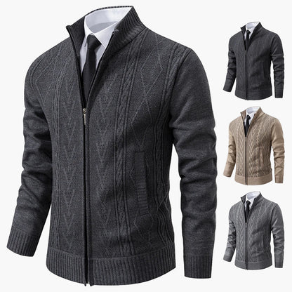 Herren Strickjacke mit Zopfmuster – Eleganter Business Casual Cardigan für Büro & Alltag