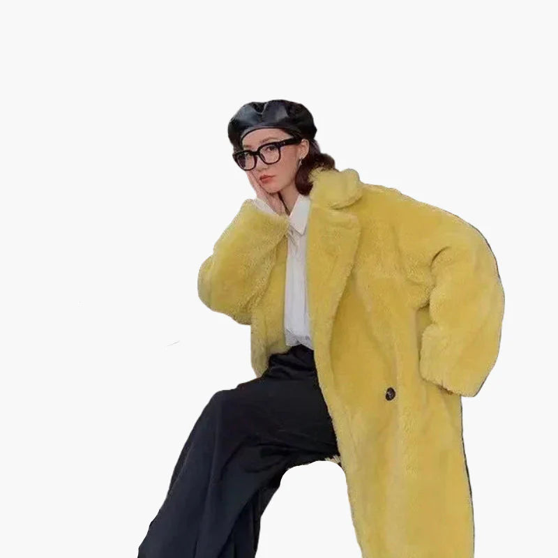 Damen Kuscheliger Oversize Wintermantel – Modischer Langer Plüsch Mantel für Alltag & Streetstyle