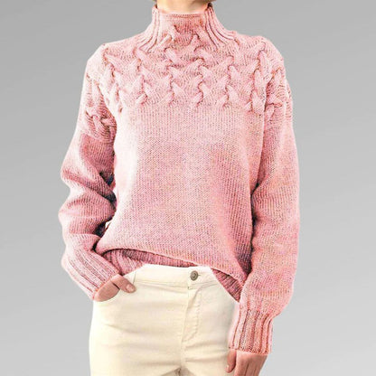 Damen Strickpullover mit Zopfmuster und Stehkragen – Modischer Winterpullover für stilvolle Outfits