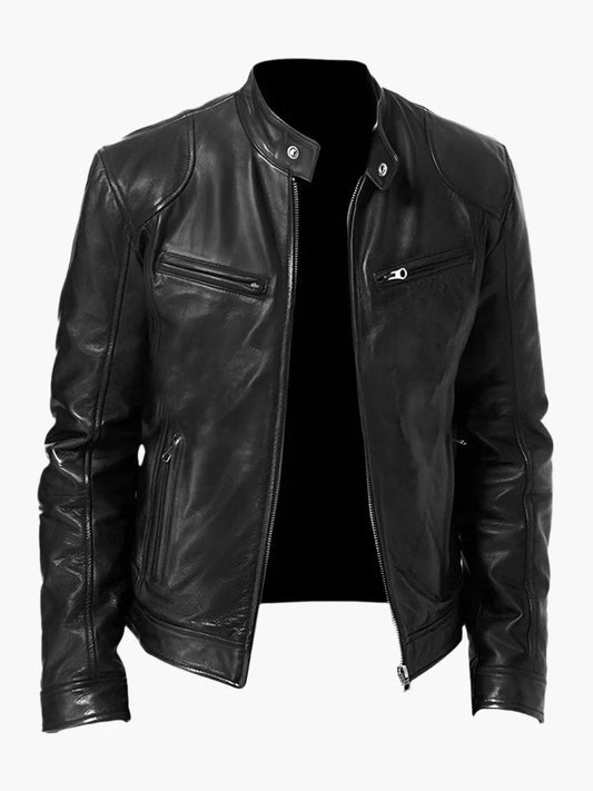 Herren Lederjacke im Biker-Stil – Klassische Allrounder Jacke für Freizeit und Alltag
